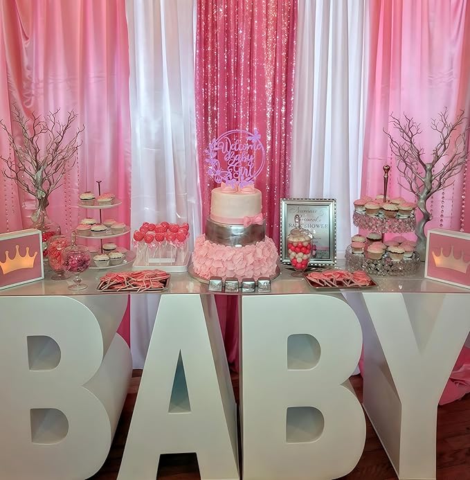 Welcome Baby Girl Cake Topper - Light Purple Glitter Baby Shower Cake Decorations, Baby Girl Cake Decor, for Baby Shower/Birthday Party/Gender Reveal Party Photo Booth Props