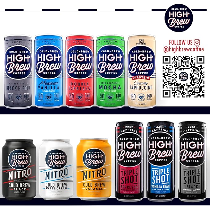High Brew Coffee, Nitro Sweet Cream, Cold Brew Coffee, 10 FL Oz, Ready-To-Drink (Pack of 12)