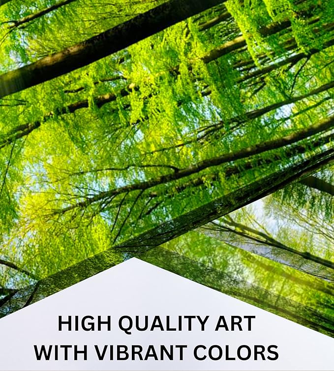 Forest Wall Art Decor - Large Canvas Art 24x72 - 3 Panel Green Nature Print - Forest Picture of Trees Wall Art - Landscape Nature Canvas Wall Art for Living Room, Bedroom & Office