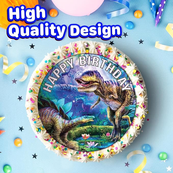 7.5 Inch Edible Cake Toppers ??Dinosaur New Themed Birthday Party Collection of Edible Cake Decorations