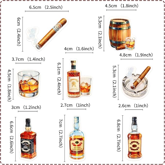 40pcs Edible Whiskey Cupcake Toppers Whiskey Man Happy Birthday Decorations Oktoberfest Festival Theme Decorations Supplies