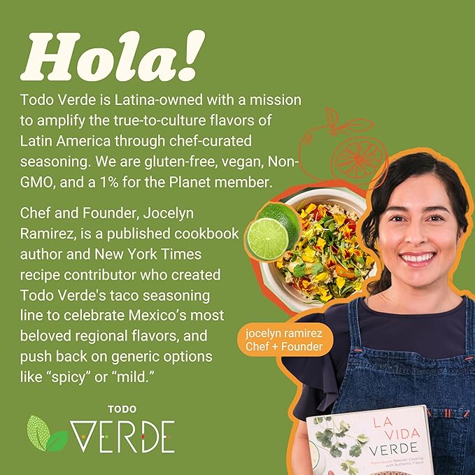 Taco Seasoning Packets - Todo Verde Mexican Seasoning Mix | Chef Curated Taco Blends with Black Garlic | Al Pastor, Carnitas, Tinga Variety Pack | Vegan, Gluten Free, Preservative Free (3 Pack)