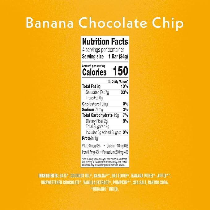Once Upon a Farm | Organic Banana Chocolate Chip Soft Baked Bar | Chocolate, Banana, Vanilla & Oats | Made with Real Fruit & Veggies | No Added Sugar | 8 Boxes