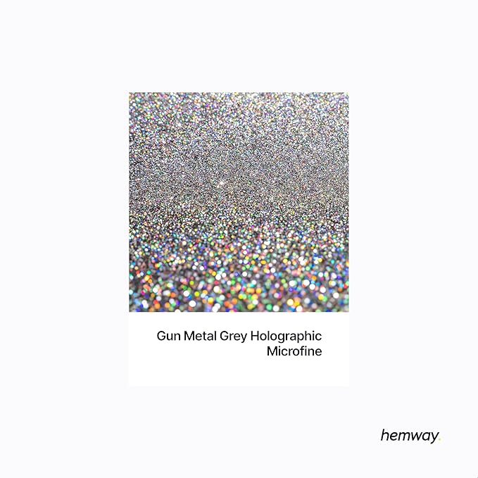 Hemway Premium Glitter Shaker - Gun Metal Grey Holographic | 125g Microfine Metallic Flake Sequins for Resin & Epoxy Crafts | Craft Supplies for Tumblers, Festival, Art