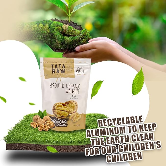 TATA RAW - Sprouted Organic Walnuts - PLAIN. Nothing added -1 lb. Soaked & Air dried SUPER QUALITY. Raw. Alive. Activated. Fresh
