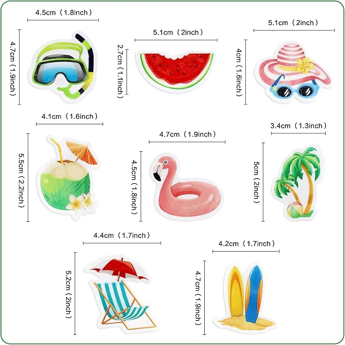 40cs Edible Summer Beach Hawaii Cupcake Toppers Watermelon Ice Scream Palm Tree Surfboard Swimming Pool Ball Slipper Cupcake Picks Baby Shower Summer Theme Birthday Party Cake Decorations