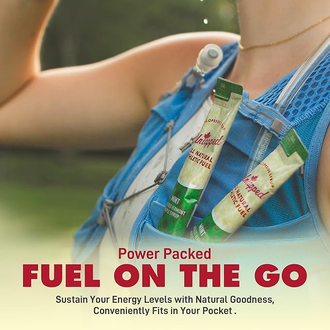 UnTapped Mint Maple Syrup Energy Gels 20 Gels | Organic Pure Vermont Maple Syrup with Real Mint | Gluten-Free, Low Glycemic | Natural Fuel for Running, Cycling & Endurance