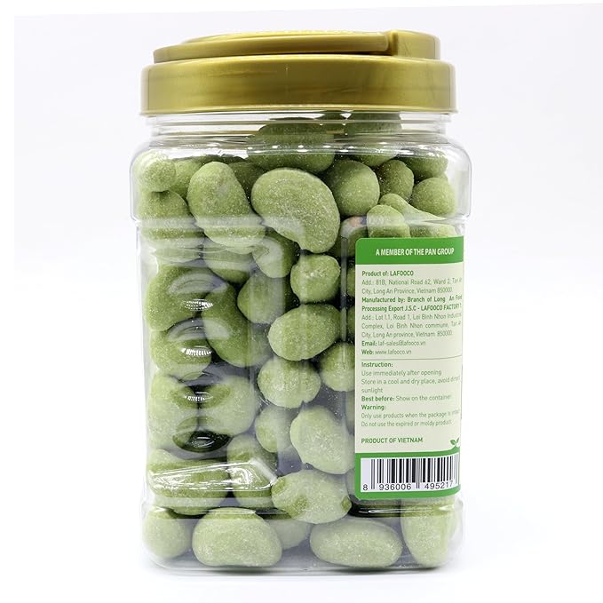 LAFOOCO Cashews, 100% Natural, Vegan Snacks, Great Gift, Resealable Jar, Halal, BRCGS (14.11 oz) (400 g, Wasabi Cashews)