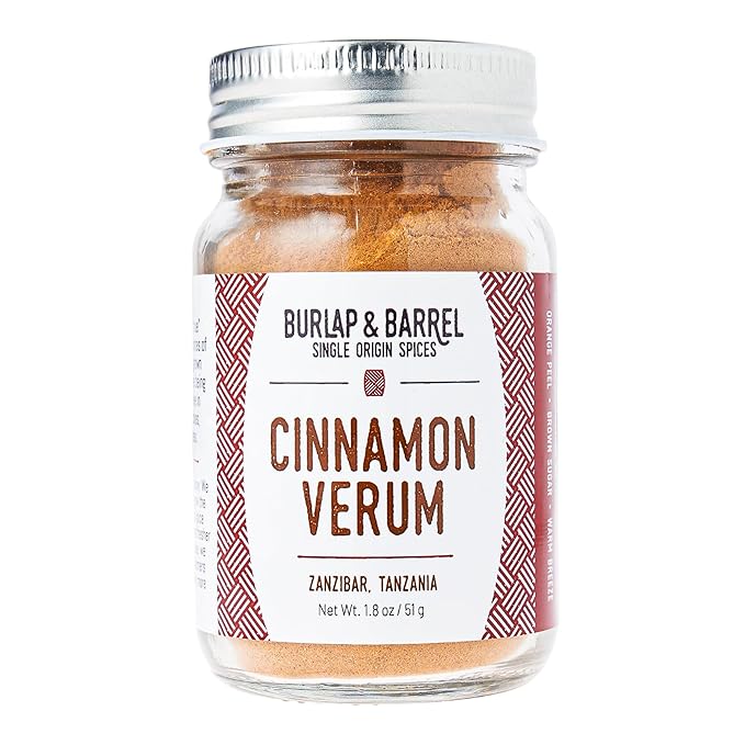Burlap & Barrel Cinnamon Verum - Ground Ceylon Cinnamon Powder with Pine, Citrus Peel, and Sea Salt Notes - As Seen On Shark Tank - 1.8oz Glass Jar