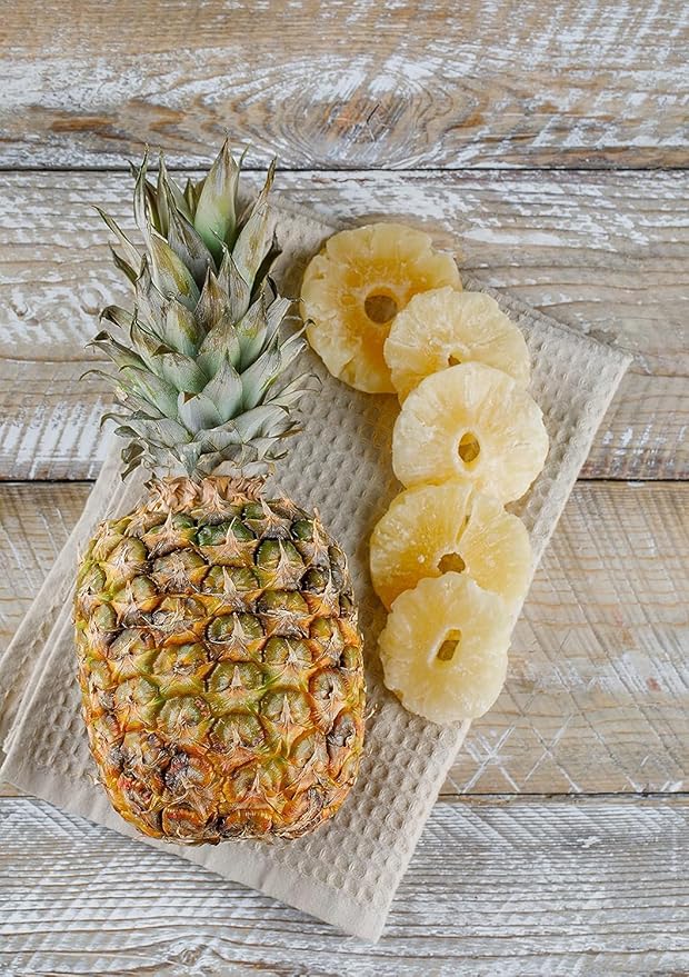 Anna and Sarah Dehydrated Pineapple Ring Slice 32 Oz, Low Sugar, NO SO2 (NO SULPHUR), Natural, Fresh Sweet Dried Tropical Pineapple Slices for Snacking & Baking in Resealable Bag 2 Lbs