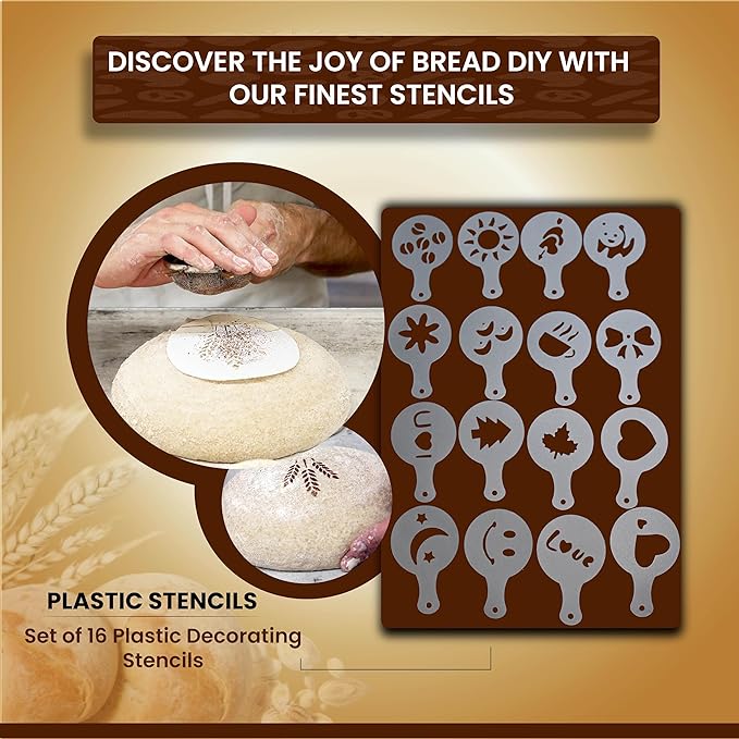 Round Banneton Bread Proofing Basket with Linen Liner, 9??Bread Basket with 6 Essential Bread Making Tools ??Natural Rattan Sourdough Banneton Basket Kit for Baking Enthusiasts