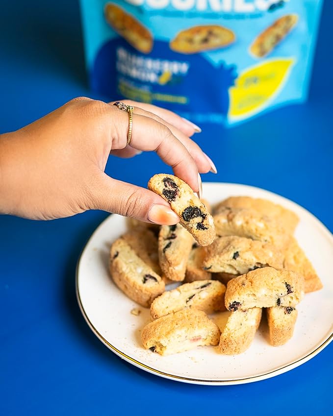 Cooper Street Twice-Baked Blueberry Lemon Biscotti Cookies (16 oz Pack of 2) ??Over 50 Biscotti per Bag Loaded with Real Fruit, Traditional Italian Style Snacks - Dairy, Peanut & Soy Free, Kosher