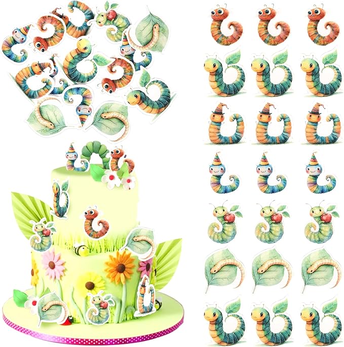 Rsstarxi 60 Pack Edible Insects Cupcake Toppers Edible Bugs Cake Decorations Insects Cupcake Picks for Baby Shower Boys Girls Birthday Summer Spring Bugs Party Decorations Supplies