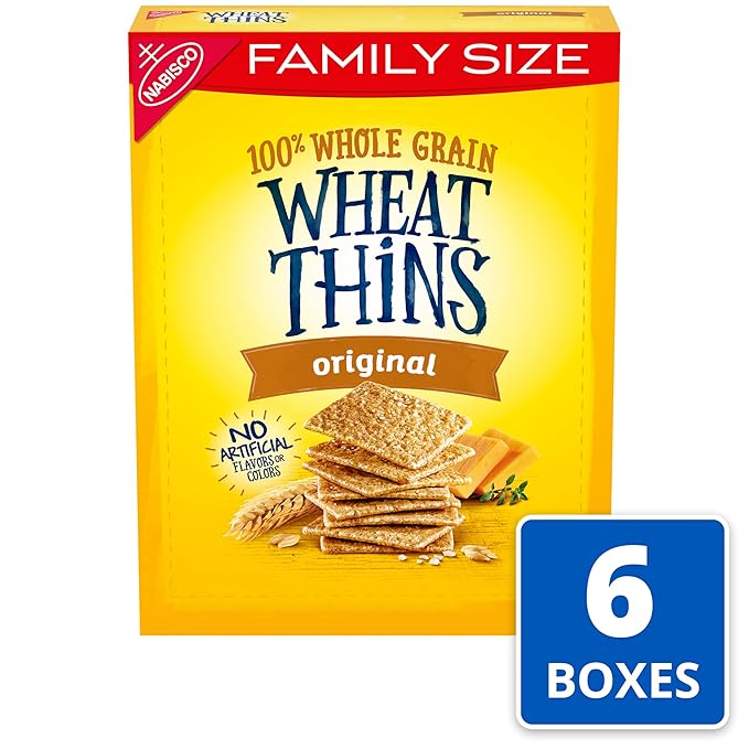 Wheat Thins Original Snacks, Whole Grain Wheat Crackers, Bulk Snack Crackers, Family Size, 6 - 14 oz Boxes