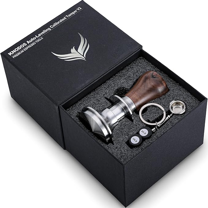 58.5mm Espresso Barista Kit ??Walnut Espresso Press Tool Tamper, Espresso Distributor, Tamping Box, Dosing Funnel, Puck Screens, and WDT Tool