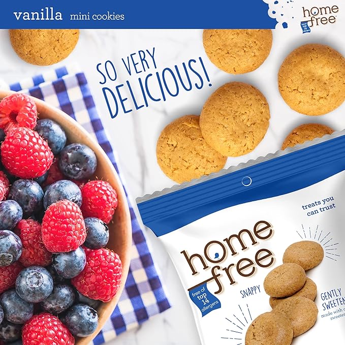 Homefree Treats You Can Trust Gluten Free Mini Cookies, Single Serve, Vanilla, 70% organic, 1.1 Ounce (Pack of 10)