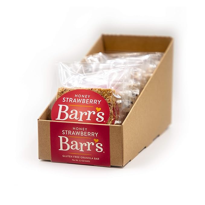 Mrs. Barr’s Natural Foods Granola Bars | Honey Strawberry | Certified Organic Gluten Free Oats | Soft Texture | Small Batch | Gourmet Quality | Real Ingredients | 2.2 Ounces (12 Pack)