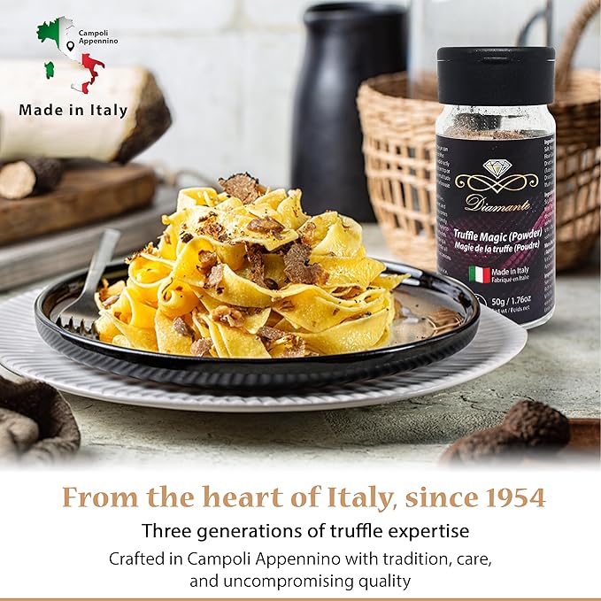 Diamante Italy Truffle Magic (Powder) with 5% Black Truffle Content - Truffle All Purpose Seasoning - Authentic Italian Gourmet Mushroom Spice Mix - Gluten Free & Made in Italy - 50g