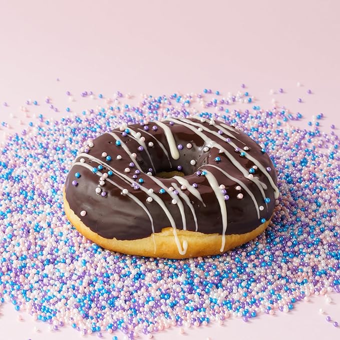 Mermaid Pastel Nonpareils Sprinkles, 4oz Edible Pink Blue and Purple Pearl Sprinkles for Ice Cream Toppings Cupcake Cake Chocolate Decoration, Wedding Party Cookies Baking Dessert Food Supplies