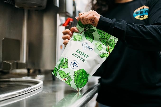 HTeaO Mint Black Tea – Texas-Style Flavored Iced Tea Bags for Summer – Instant Ice Tea Packets for Quick Brew - Loaded Tea Sachets Ready in 5 Minutes (16-Count, Makes 8 Gallons Total)