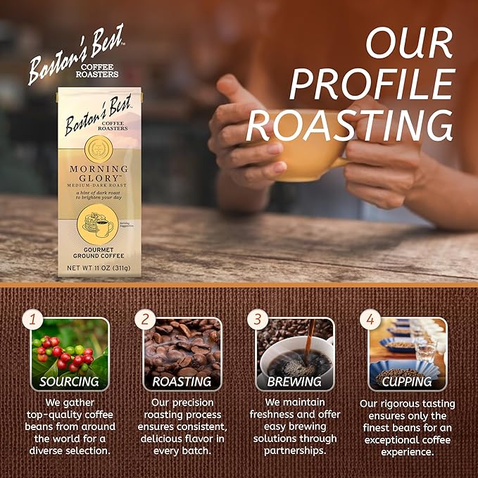 Boston???Best Coffee - Morning Glory Blend, Delicious Medium Dark Roast Delicious Gourmet Coffee, Premium Ground Coffee, 11 oz. / 311 g Bag