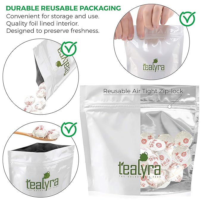 Tealyra - Pu Erh Menghai - Ripe Tuo Cha Mini Cakes - Puerh Tea - Individually Wrapped - 8-ounce (37-39pcs)