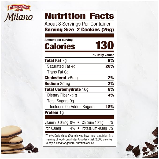 Pepperidge Farm Milano Mint Chocolate Cookies, 7 OZ Bag (15 Cookies)