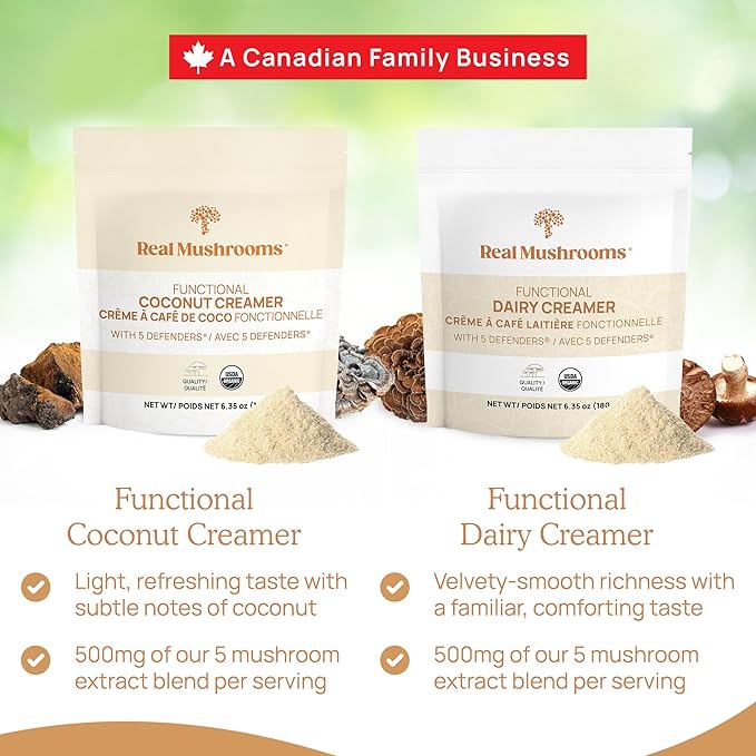 Real Mushrooms Functional Coconut Creamer with Reishi, Lucuma & Ceylon Cinnamon ??Organic, Dairy-Free ??Vegan Coffee Creamer for Smoothies & Drinks ??90 Servings Organic Cream Coconut Powder