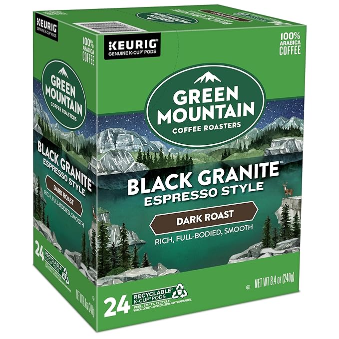 Green Mountain Coffee Roasters Black Granite, Keurig Single Serve K-Cup Pods, Espresso Style Dark Roast, 96 Count