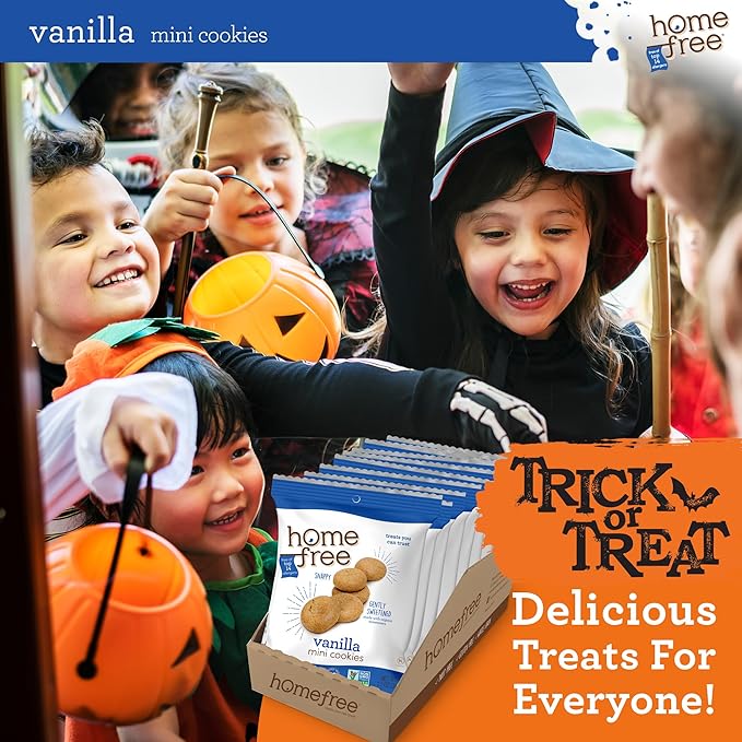 Homefree Treats You Can Trust Gluten Free Mini Cookies, Single Serve, Vanilla, 70% organic, 1.1 Ounce (Pack of 10)