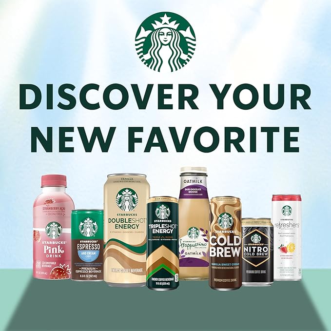Starbucks Iced Energy Drink, 3 Flavor Variety Pack (Tropical Peach, Watermelon Splash, Blueberry Lemonade), Zero Sugar Energy Drink, Plant Based Caffeine, Hydration, Mental Clarity, 12 Fl Oz Cans (Pack of 12)