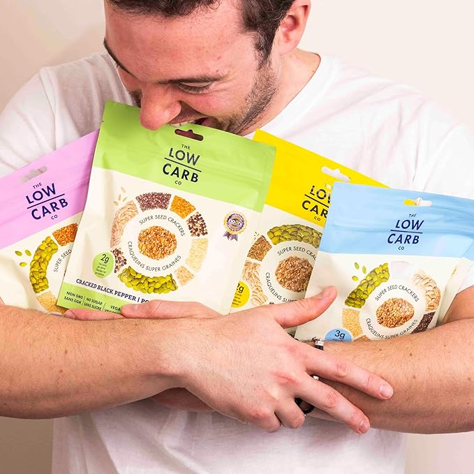 Super Seed Crackers, Gluten Free & Keto Friendly Healthy Snacks, Vegan, Zero Sugar, Paleo & Diabetic Friendly, Nut Free, 20g High Protein, 18g High Fiber, 3.56oz Each, 4-Pack, Variety of Flavors