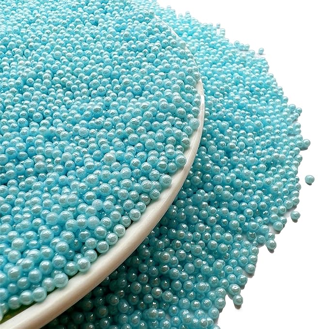 SE Si&Moos Nonpareil Sprinkles, 2mm Light Blue Mini Edible Pearls Baby Blue Sprinkles for Cake Decorating Halloween Cookie Decorations Wedding Shower Party Christmas Holiday Supplies 3.5 OZ