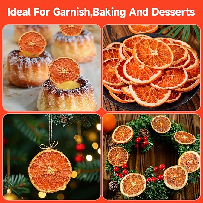 Dried Blood Orange Slices, 8.82oz/250g,Dehydrated Orange Slices For Cocktails,100% Natural Fruit No Additives No Sugar Added dried citrus slices , For Tea, Crafts,Cakes Decoration,Cocktail Garnish,Dried Orange Garland