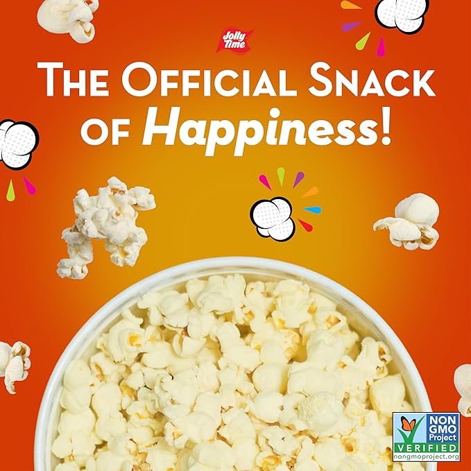 Jolly Time Microwave Popcorn Variety Pack, 6 Sharing Size Bags Per Carton, Blast O Butter, The Big Cheez, Kettle Corn, White Cheddar, and Simply Popped Butter
