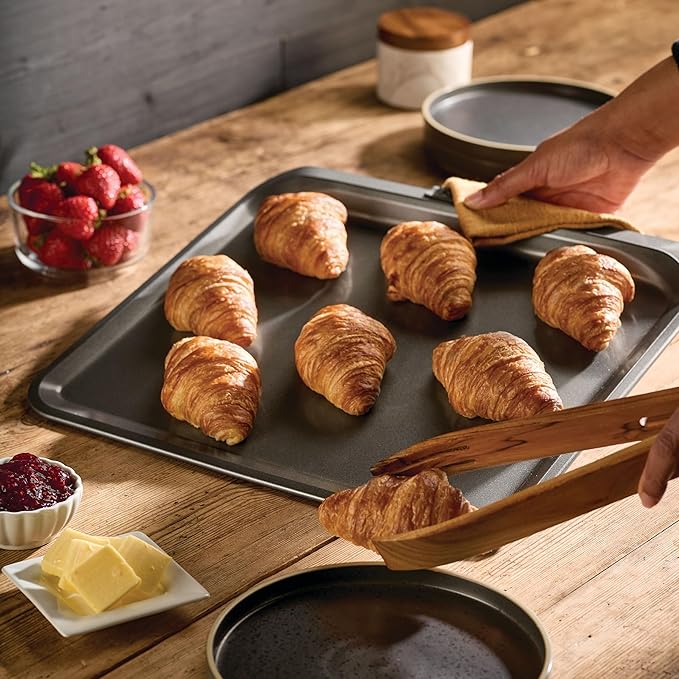 Anolon Advanced Nonstick Bakeware with Grips, Nonstick Cookie Sheet / Baking Sheet - 14 Inch x 16 Inch, Gray,54717