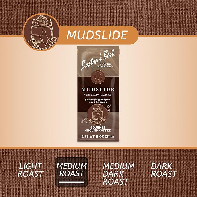 Boston???Best - Mud Slide Flavored Delicious Gourmet Coffee, Premium Ground Coffee, 11 oz. / 311g Bag