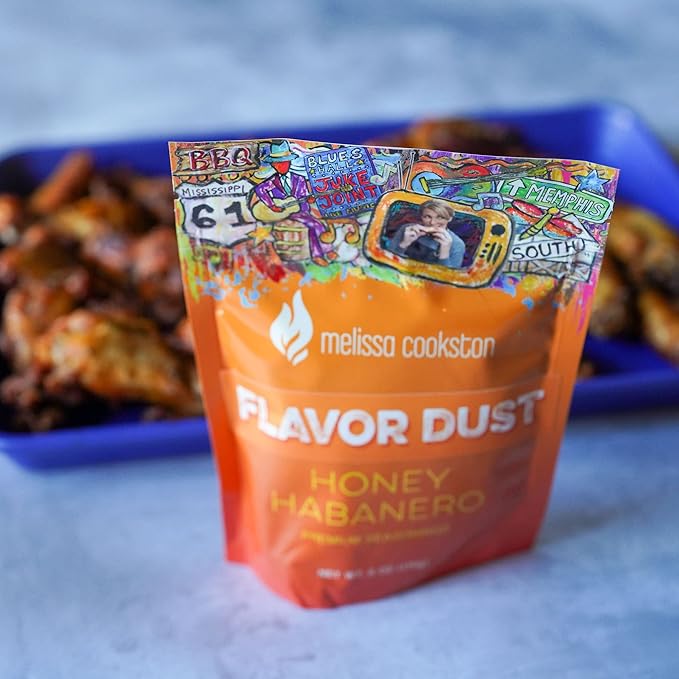 Melissa Cookston Flavor Dust | Chicken Wing Coating & Wing Dust for BBQ and Cooking | Award Winning & Competition Style Barbecue Dry Rub | Honey Habanero, 6 Oz