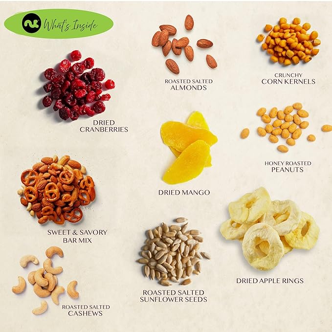 NUT CRAVINGS - Diwali Dried Fruit & Mixed Nuts Basket in Green Box (9 Assortments of 4 oz, 2.25 lb) Food Arrangement, Healthy Snack Care Package, Food Assortments