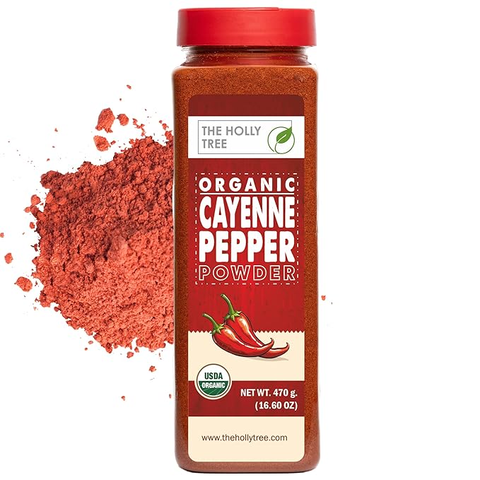 Organic Cayenne Pepper Powder 16.60 oz - Ground Red Chili for Cooking, Spices & Seasoning - Cayenne Pepper Organic, Gluten Free, USDA Ceritified, Kosher - The Holly Tree
