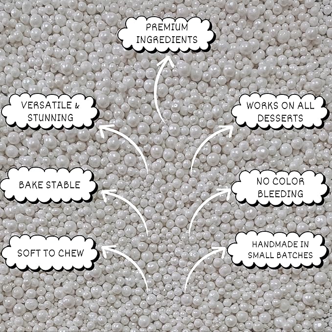 Confect Pearl White Cake Sprinkles ??Confect Love Disco Balls Mashup Edible Sprinkles for Cupcakes, Cakes & Cookies ??Elegant White Sugar Pearls & Decorative Toppings | Vegan, Gluten-Free, Nut-Free, Soy-Free, Dairy-Free, Palm Oil-Free- 4.2 Oz