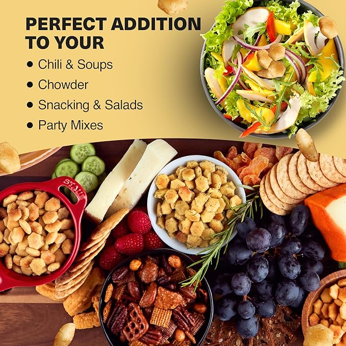 Wicked Minis Soup & Oyster Crackers - Saltine & Salted Flavored Mini Puffed Soup, Savory Snacking Mix, Seasoned Croutons Salad Toppers, Crackers for Chili 6oz (Chili Cheese, 1 Pack)