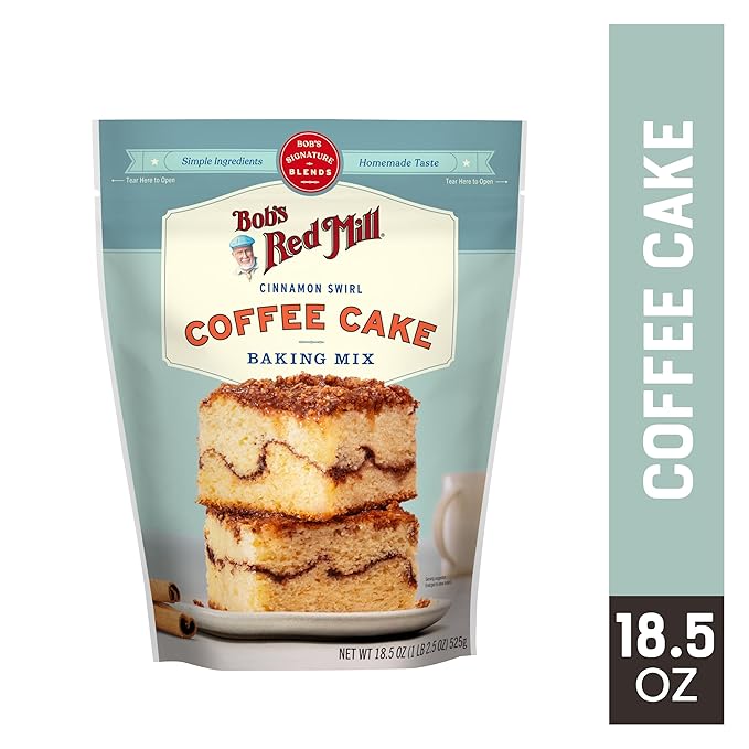 Bob's Red Mill Cinnamon Swirl Coffee Cake Baking Mix - 18.5 oz Bag (Pack of 1), Simple Clean Ingredients, Homemade Taste, Non-GMO