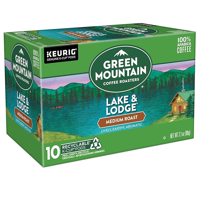 Green Mountain Coffee Roasters Lake and Lodge Blend Keurig Single-Serve K-Cup pods, Dark Roast Coffee, 60 Count (6 Packs of 10)