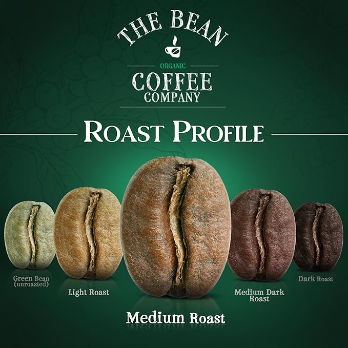 The Bean Organic Coffee Company Water Processed DECAF Caramel, Medium Roast, Whole Bean Coffee, 5-Pound Bag