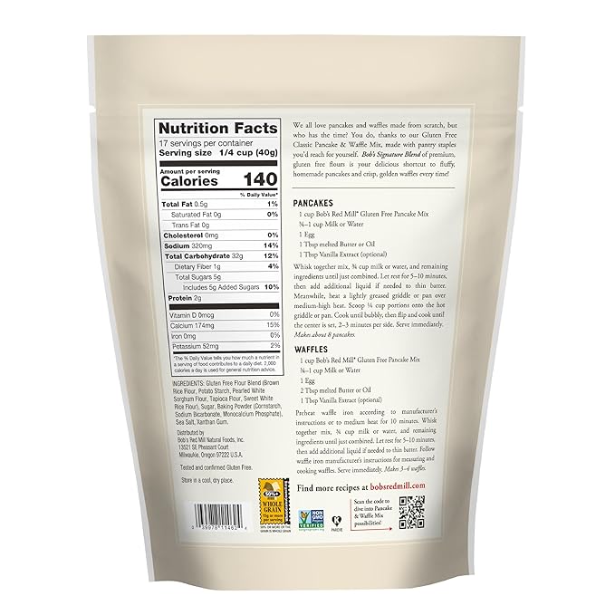 Bob's Red Mill Gluten Free Pancake Mix, 24oz (Pack of 4) - Kosher, Approximately 34 Pancakes per Bag, Packaging May Vary