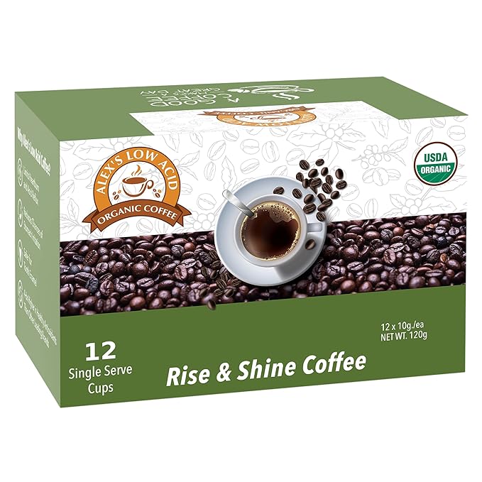 Alex's Low Acid Organic Coffee Single-Serve Pods (12-Pack) - Rise & Shine