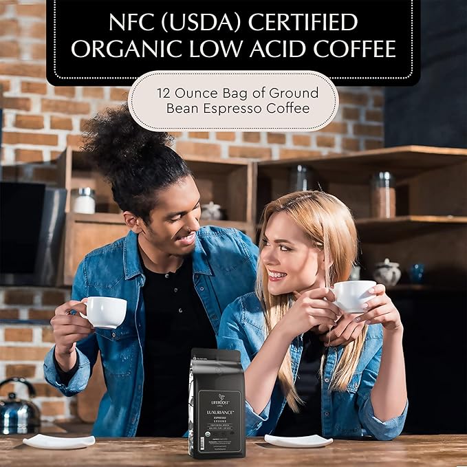 Lifeboost Espresso Ground Coffee - Non-GMO Low Acid Single Origin USDA Organic Espresso Coffee - Third Party Tested For Mycotoxins & Pesticides (Espresso Ground, 12oz, Pack of 3)