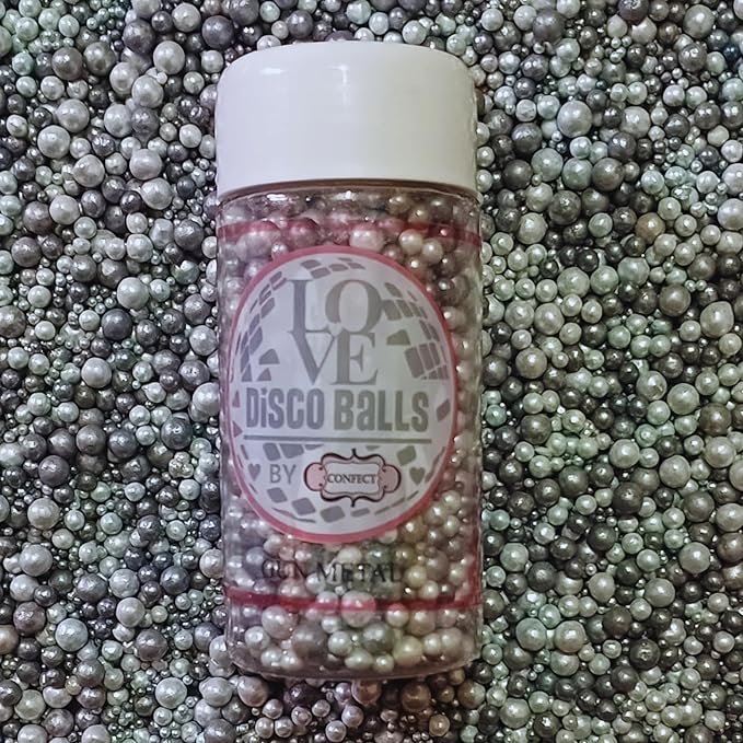 Confect Love Silver Metallic Disco Ball Sprinkles - Edible Cake & Cupcake Decorating Pearls, Metallic Sugar Sprinkles for Desserts and Cookies | Vegan, Gluten-Free, Soy-Free, Dairy-Free, Palm Oil-Free ??4.2 Oz