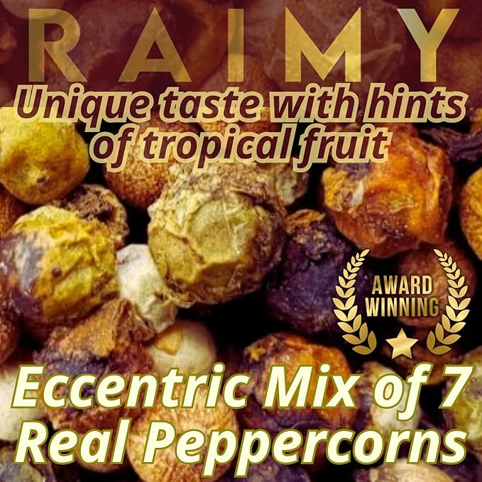 YUPANQUI Organic Rainbow Peppercorns for Grinder Refill -7 Gourmet Peppercorns Whole Rainbow Peppercorn Medley Refill - Genuine RAIMY pepper corns for grinder - Organic Peppercorns Mixed
